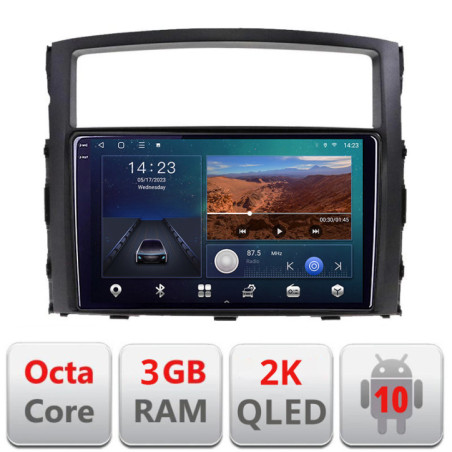 Navigatie dedicata Mitsubishi Pajero B-452  Android Ecran 2K QLED octa core 3+32 carplay android auto KIT-452+EDT-E309V3-2K