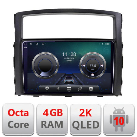 Navigatie dedicata Mitsubishi Pajero C-452 Android Octa Core Ecran 2K QLED GPS  4G 4+32GB 360 KIT-452+EDT-E409-2K