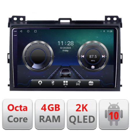 Navigatie dedicata Toyota Prado 2007- C-456 Android Octa Core Ecran 2K QLED GPS  4G 4+32GB 360 KIT-456+EDT-E409-2K