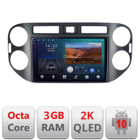 Navigatie dedicata VW Tiguan 2009-2015  Android Ecran 2K QLED octa core 3+32 carplay android auto KIT-489v2+EDT-E309V3-2K