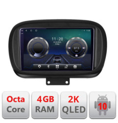 Navigatie dedicata Fiat 500 2014- C-539 Android Octa Core Ecran 2K QLED GPS  4G 4+32GB 360 KIT-539+EDT-E409-2K
