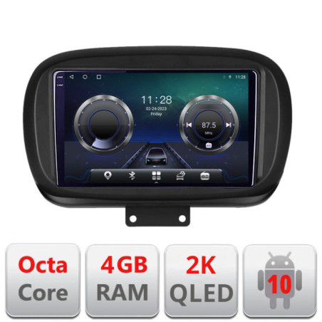 Navigatie dedicata Fiat 500 2014- C-539 Android Octa Core Ecran 2K QLED GPS  4G 4+32GB 360 KIT-539+EDT-E409-2K
