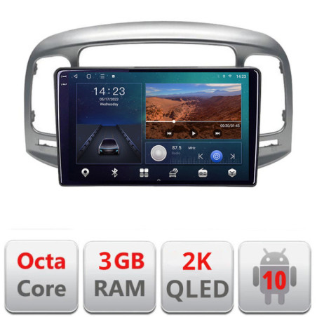 Navigatie dedicata Hyundai Accent 2006-2012 B-ACCENT  Android Ecran 2K QLED octa core 3+32 carplay android auto KIT-accent+EDT-E309V3-2K