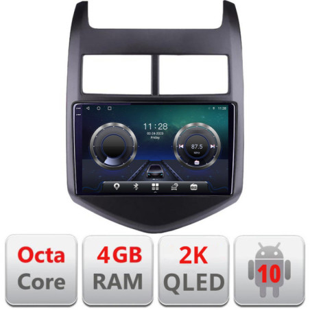 Navigatie dedicata Chevrolet Aveo 2010-2013 C-aveo10 Android Octa Core Ecran 2K QLED GPS  4G 4+32GB 360 KIT-aveo10+EDT-E409-2K