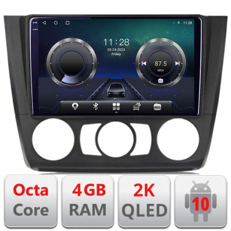 Navigatie dedicata BMW Seria 1 E87 2007-2011 clima manuala C-bmw117-manual Android Octa Core Ecran 2K QLED GPS  4G 4+32GB 360 KIT-bmw117-manual+EDT-E409-2K