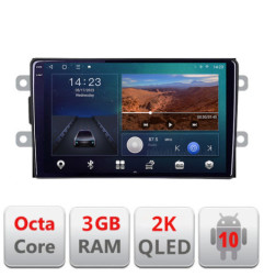Navigatie dedicata Dacia dupa 2012 B-Dacia  Android Ecran 2K QLED octa core 3+32 carplay android auto KIT-Dacia+EDT-E309V3-2K