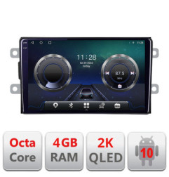 Navigatie dedicata Dacia dupa 2012 C-Dacia Android Octa Core Ecran 2K QLED GPS  4G 4+32GB 360 KIT-Dacia+EDT-E409-2K