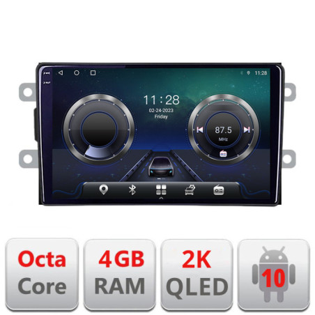 Navigatie dedicata Dacia dupa 2012 C-Dacia Android Octa Core Ecran 2K QLED GPS  4G 4+32GB 360 KIT-Dacia+EDT-E409-2K