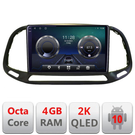 Navigatie dedicata Fiat Doblo 2015-2018 C-DOBLO15 Android Octa Core Ecran 2K QLED GPS  4G 4+32GB 360 KIT-DOBLO15+EDT-E409-2K