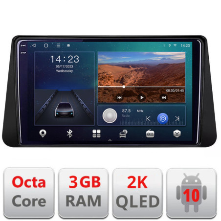 Navigatie dedicata Nissan Micra intre anii 2014-2019  Android Ecran 2K QLED octa core 3+32 carplay android auto KIT-micra+EDT-E309V3-2K