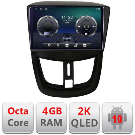 Navigatie dedicata Peugeot 207 C-PE01 Android Octa Core Ecran 2K QLED GPS  4G 4+32GB 360 KIT-PE01+EDT-E409-2K