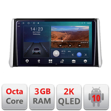 Navigatie dedicata Toyota RAV4 2018  Android Ecran 2K QLED octa core 3+32 carplay android auto KIT-RAV4+EDT-E309V3-2K