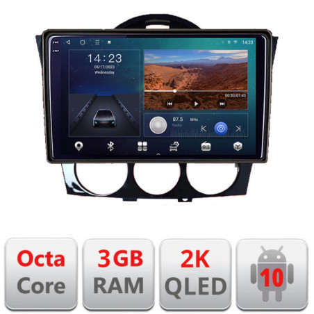 Navigatie dedicata Mazda RX8 2008-2011   Android Ecran 2K QLED octa core 3+32 carplay android auto kit-rx8-11+EDT-E309V3-2K