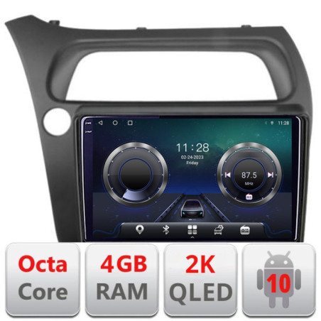 Navigatie dedicata Honda Civic Hatchback 2006-2012 C-hatchback Android Octa Core Ecran 2K QLED GPS  4G 4+32GB 360 kit-hatchback+EDT-E409-2K