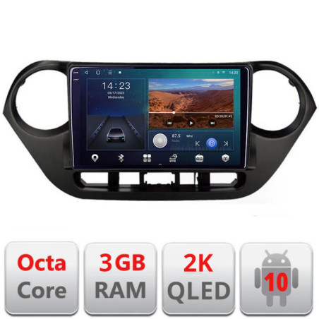 Navigatie dedicata Hyundai I10 2013-2019 B-HY38  Android Ecran 2K QLED octa core 3+32 carplay android auto KIT-HY38+EDT-E309V3-2K