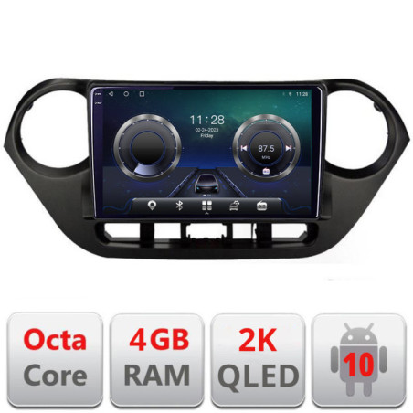 Navigatie dedicata Hyundai I10 2013-2019 C-HY38 Android Octa Core Ecran 2K QLED GPS  4G 4+32GB 360 KIT-HY38+EDT-E409-2K