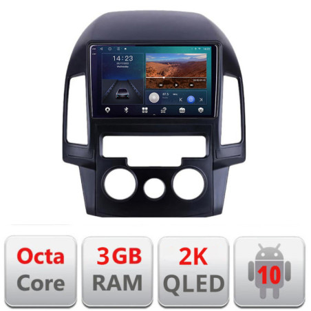 Navigatie dedicata Hyundai I30 2009-2012 clima manuala B-I30AC  Android Ecran 2K QLED octa core 3+32 carplay android auto KIT-i30ac+EDT-E309V3-2K
