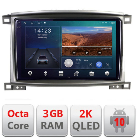 Navigatie dedicata Toyota Land Cruiser L100 2002-2008 B-L100  Android Ecran 2K QLED octa core 3+32 carplay android auto KIT-l100+EDT-E309V3-2K