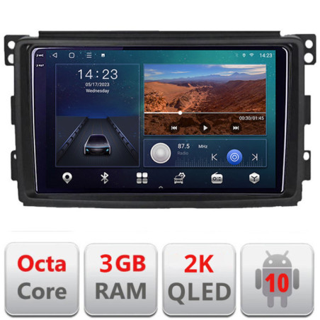 Navigatie dedicata Smart 2005-2010 B-SMART05  Android Ecran 2K QLED octa core 3+32 carplay android auto KIT-smart05+EDT-E309V3-2K