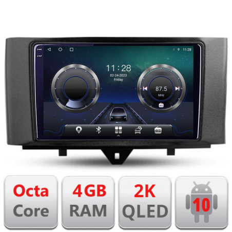 Navigatie dedicata Smart For Two 2010-2015 C-Smart10 Android Octa Core Ecran 2K QLED GPS  4G 4+32GB 360 KIT-SMART10+EDT-E409-2K