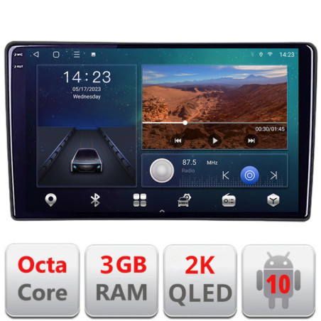 Navigatie dedicata Fiat Tipo 2020-  Android Ecran 2K QLED octa core 3+32 carplay android auto KIT-tipo2022+EDT-E309V3-2K