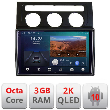 Navigatie dedicata VW Touran 2003-2009 clima automata B-touran2  Android Ecran 2K QLED octa core 3+32 carplay android auto kit-touran2+EDT-E310V3-2K