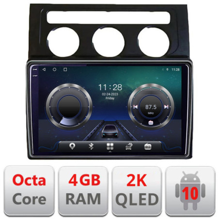 Navigatie dedicata VW Touran 2003-2009 clima automata C-touran2 Android Octa Core Ecran 2K QLED GPS  4G 4+32GB 360 kit-touran2+EDT-E410-2K