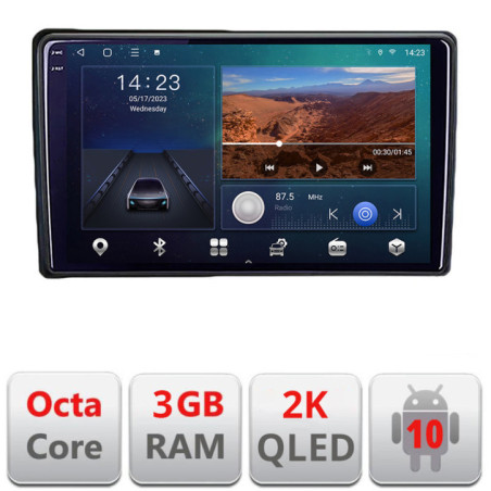 Navigatie dedicata Ford Transit Focus Kuga B-transit  Android Ecran 2K QLED octa core 3+32 carplay android auto kit-transit+EDT-E309V3-2K