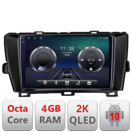 Navigatie dedicata Toyota Prius 2009-2014 C-TY39 Android Octa Core Ecran 2K QLED GPS  4G 4+32GB 360 KIT-TY39+EDT-E409-2K