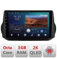 Navigatie dedicata Peugeot Bipper, Citroen Nemo, Fiat Qubo 2008-2017  Android ecran Qled 2K Octa Core 3+32 carplay android auto Kit-bipper+EDT-E310v3-2K