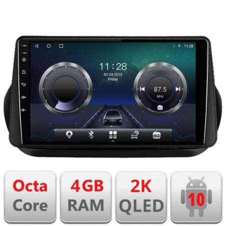 Navigatie dedicata Peugeot Bipper, Citroen Nemo, Fiat Qubo 2008-2017  Android ecran Qled 2K Octa core 4+32 Kit-bipper+EDT-E410-2K