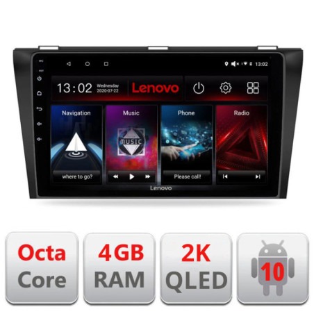 Navigatie dedicata Lenovo Mazda 3 2009-2014 L-034, Octacore, 4Gb RAM, 64Gb Hdd, 4G, QLED 2K, DSP, Carplay, Bluetooth