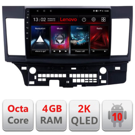 Navigatie dedicata Lenovo Mitsubishi Lancer L-037, Octacore, 4Gb RAM, 64Gb Hdd, 4G, QLED 2K, DSP, Carplay, Bluetooth