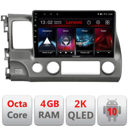 Navigatie dedicata Lenovo Honda Civic 2005-2011 L-044, Octacore, 4Gb RAM, 64Gb Hdd, 4G, QLED 2K, DSP, Carplay, Bluetooth