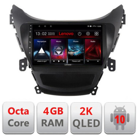 Navigatie dedicata Lenovo Hyundai Elantra 2011-2013 L-092, Octacore, 4Gb RAM, 64Gb Hdd, 4G, QLED 2K, DSP, Carplay, Bluetooth