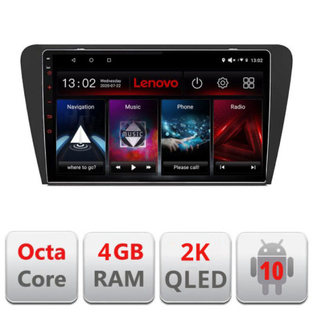 Navigatie dedicata Lenovo Skoda Octavia 2014-2020 L-279, Octacore, 4Gb RAM, 64Gb Hdd, 4G, QLED 2K, DSP, Carplay, Bluetooth