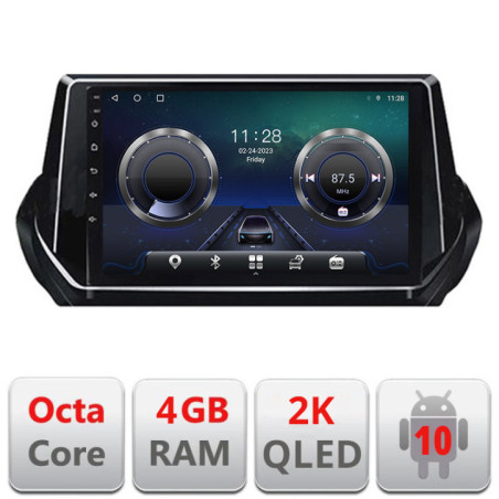 Navigatie dedicata Peugeot 2008 2020- Android ecran Qled 2K Octa core 4+32 Kit-209-2020+EDT-E409-2K