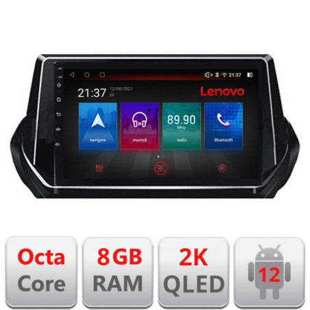 Navigatie dedicata Lenovo Peugeot 2008 2020- Octacore, 8 Gb RAM, 128 Gb Hdd, 4G, Qled 2K, DSP, Carplay AA, 360, Bluetooth
