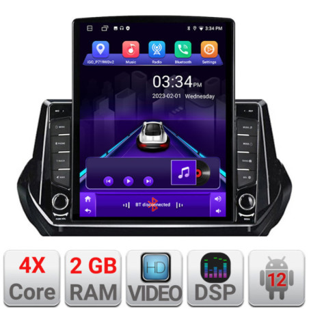 Navigatie dedicata Peugeot 2008 2020- Android radio gps internet quad core 2+32 ecran vertical 9.7" Kit-209-2020+EDT-E708