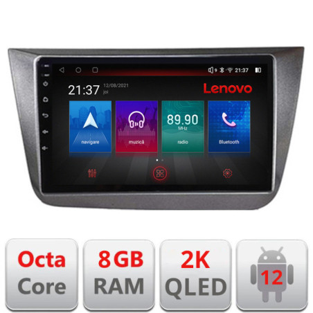 Navigatie dedicata Lenovo Seat Altea 2005-2014 Octacore, 8 Gb RAM, 128 Gb Hdd, 4G, Qled 2K, DSP, Carplay AA, 360, Bluetooth