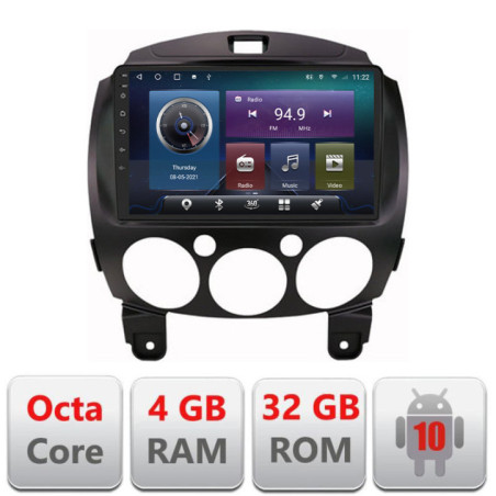 Navigatie dedicata Mazda 2 2007-2013 Android radio gps internet Octa core 4+32 Kit-mazda2+EDT-E409
