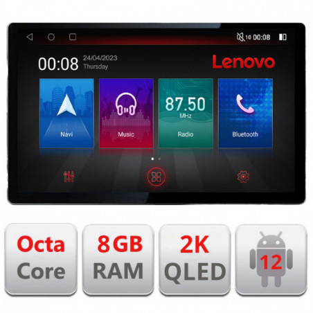 Navigatie dedicata Fiat 500 2015-2021 N-500new Lenovo ecran 13" 2K 8+128 Android Waze USB Navigatie 4G 360 Toslink Youtube Radi