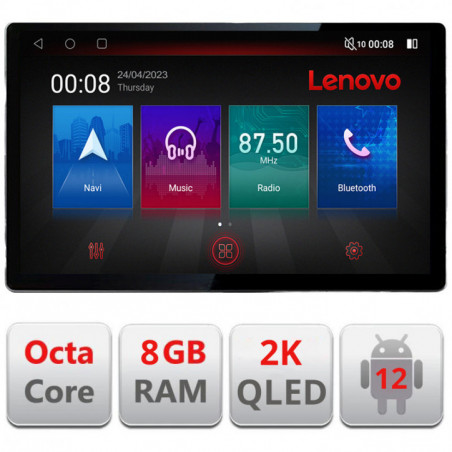 Navigatie dedicata Fiat Stilo N-STILO Lenovo ecran 13" 2K 8+128 Android Waze USB Navigatie 4G 360 Toslink Youtube Radio KIT-sti