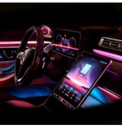 Lumini Ambientale dedicate trimuri usi picioare 64 de culori Mercedes A W177 CLA W118 sistemul original sau telefon AMB-ME-W177-01
