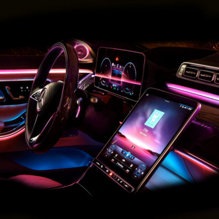 Lumini Ambientale dedicate culori ventilatoare fata Mercedes C W205 GLC X253 pe sistemul original sau telefon AMB-ME-W205-02