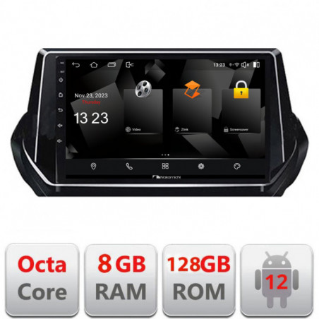 Navigatie dedicata Nakamichi Peugeot 2008 2020- Android radio gps internet quad core 8+128 carplay android auto