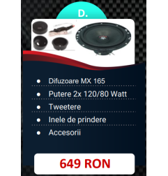 Pachet 2 Difuzoare Audio System MX 165 EVO pentru usile din fata + Tweetere si accesorii instalare