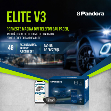 Kit pornire motor Pandora ELITE Dacia Spring 2021-, aplicatie telefon 4G, GPS, pager, tag, telecomanda (montaj inclus)