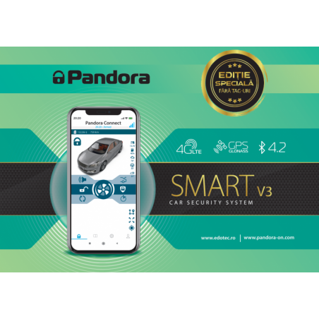 Smart V3 Editie Speciala fara tag-uri - alarma auto SMART cu GPS tracking, GSM, Bluetooth, conexiuni CAN