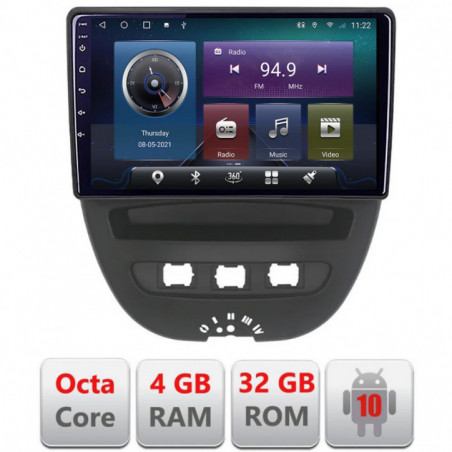 Navigatie dedicata Edonav Citroen C1 Peugeot 107 Toyota Aygo 2005-2014  Android radio gps internet Octa core 4+32 KIT-C1+EDT-E410